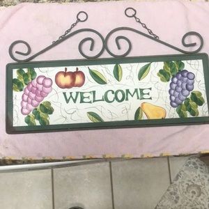 Ceramic & Metal Fruit Welcome Sign